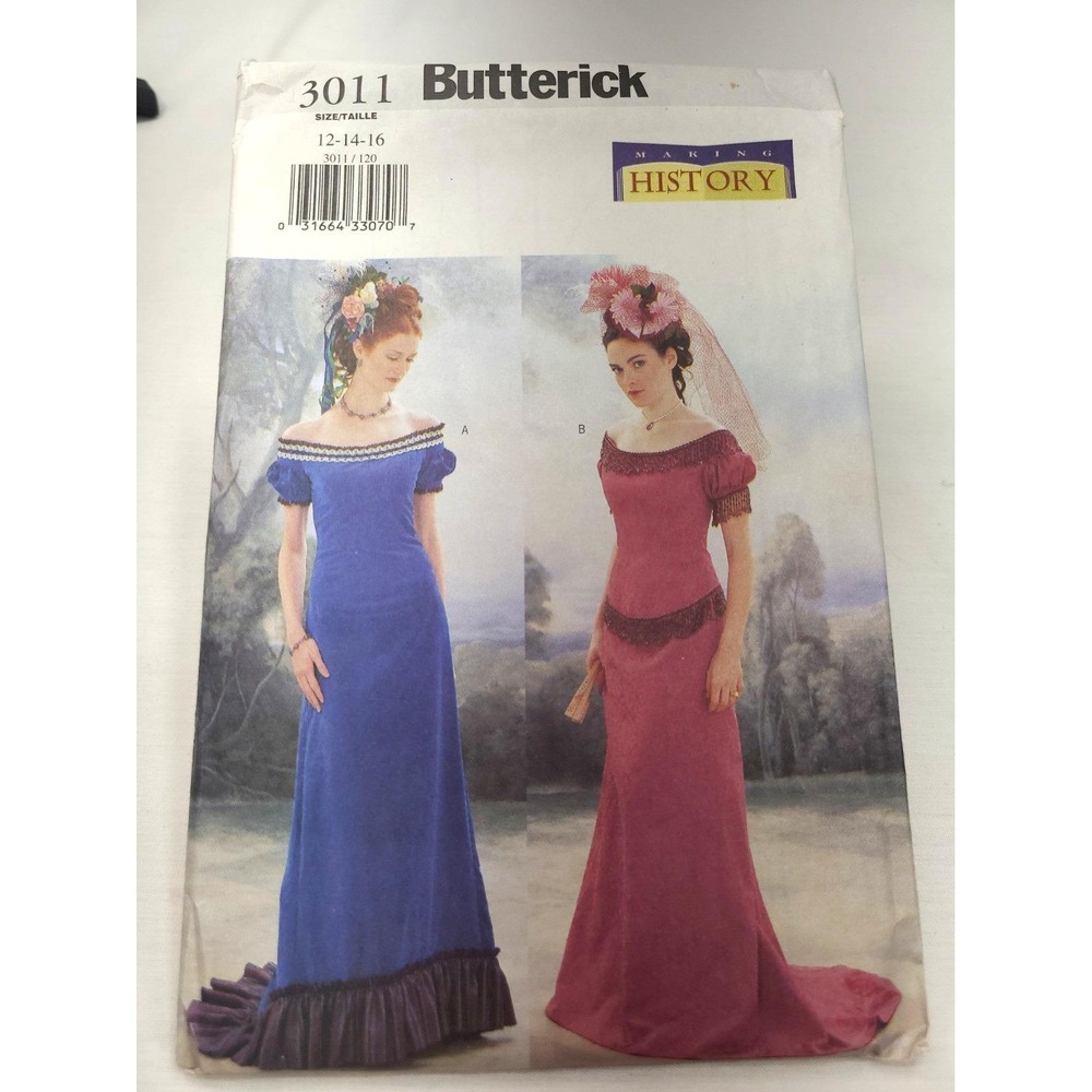 Butterick Sewing Pattern 3011 Womens EDWARDIAN DRESS COSTUME History 12-14-16 UC